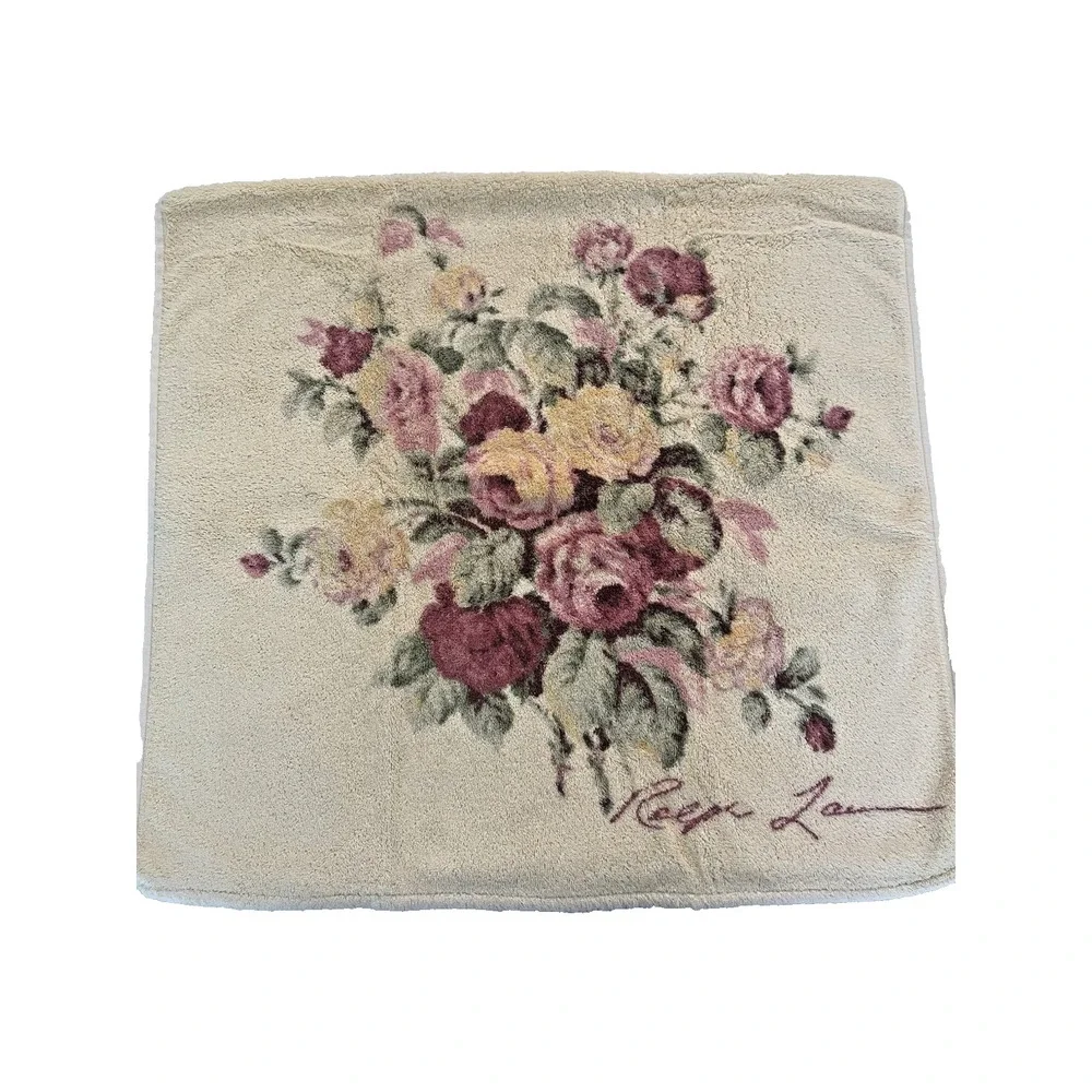 Vtg‎ 3 pc Ralph Lauren Kathleen Bath Towel Set Bath Hand Face Cloth Yellow Roses